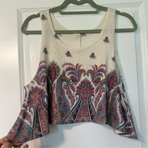 Paisley Sweater-Feel Crop Tank. Size medium.